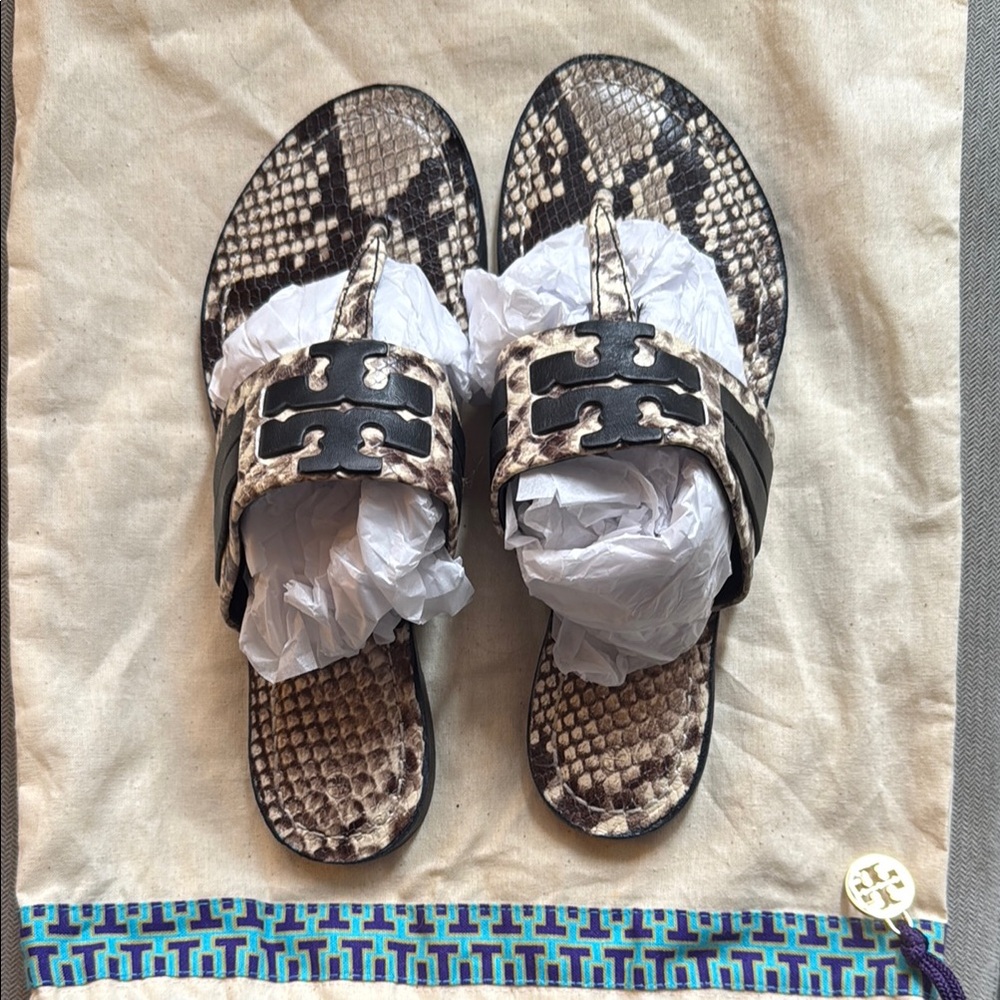 Tory Burch Snakeskin Slide Sandals Size 6.5
